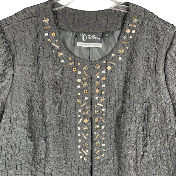 Added Dimensions Catherines Blazer Womens 2X Beaded Crinkle Work Capsule Career - Picture 3 of 13